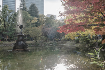 東京都千代田区日比谷にある都心にある公園の紅葉