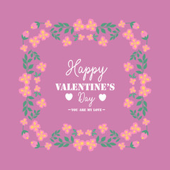 Seamless leaf and floral frame design, for happy valentine poster decor. Vector