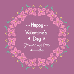 Unique Shape leaf and flower frame, for happy valentine greeting card decor. Vector