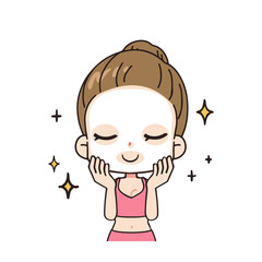 パックをする女性の正面イラスト　上半身