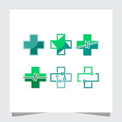 Obraz premium Medical Logo Pulse and Tech Inspirations. Icons