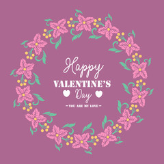 Beautiful crowd pink flower frame, for romantic happy valentine invitation card design. Vector