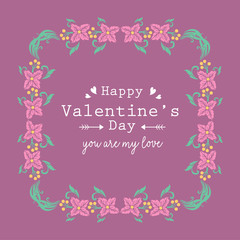 Fototapeta na wymiar Beautiful crowd pink flower frame, for romantic happy valentine invitation card design. Vector