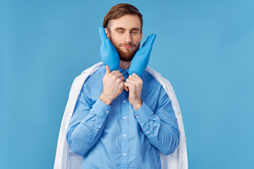 portrait of young man with protective mask