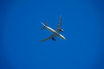 Airplan with blue sky background