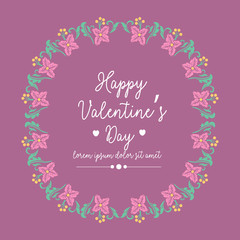 Cute leaf and floral frame design, for happy valentine greeting card design. Vector