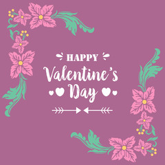 Invitation card of happy valentine, with beautiful and romantic pink wreath frame. Vector