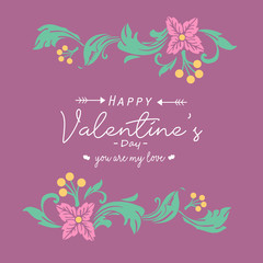 Elegant and romantic ornate pink floral frame, for happy valentine invitation card design. Vector