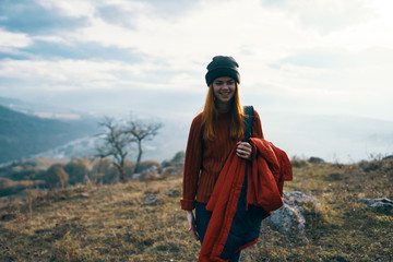 female hiker in mountains