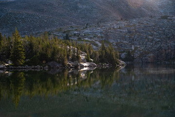 Fototapeta na wymiar shoreline of lake reflected