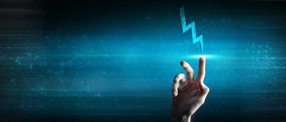 Lightning bolt icon. Outline of energy