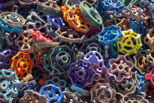 colorful water faucet knobs