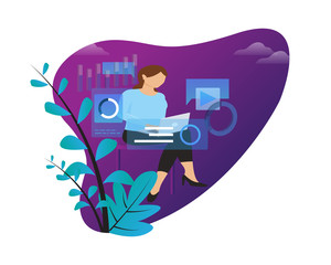 conceptually women business people are analyzing important office data