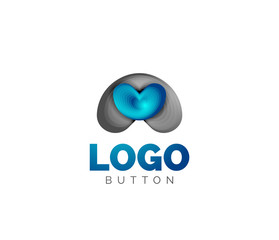 Abstract round shape logo template. Minimal geometrical design, 3d geometric bold symbol in relief style with color blend steps effect. Vector Illustration