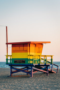 Venice Pride Flag Lifeguard Tower, In Los Angeles, California