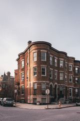 Fototapeta na wymiar Brick row houses in Reservoir Hill, Baltimore, Maryland