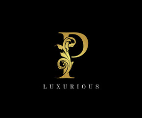 Gold P Luxury Logo Icon, Classy P Letter Logo Design.