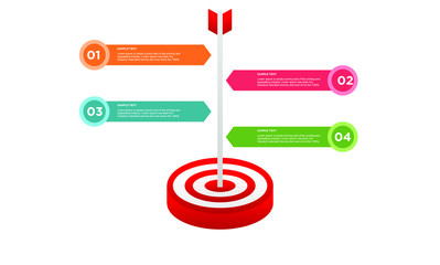 infographic target with 4 step element. Business concept with four options and number, steps or processes. data visualization. Vector illustration.