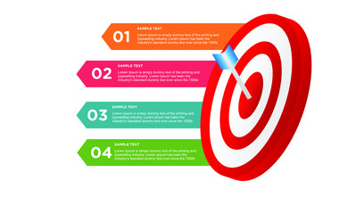 infographic target with 4 step element. Business concept with four options and number, steps or processes. data visualization. Vector illustration.
