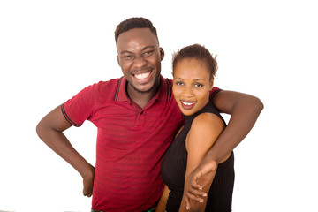 Obraz premium Young african american couple standing together and laughing