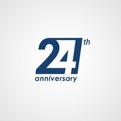 24 Years Anniversary emblem template design with dark blue number style - obrazy, fototapety, plakaty