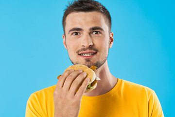 man eating banana