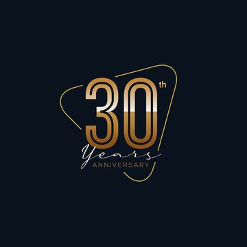 30 Years Anniversary badge with gold style Vector Illustration
