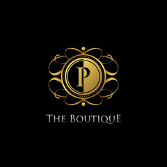 Golden P Letter Luxury Boutique Logo