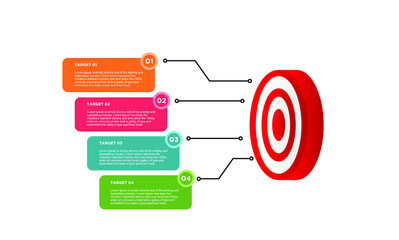 infographic target with 4 step element. Business concept with four options and number, steps or processes. data visualization. Vector illustration.