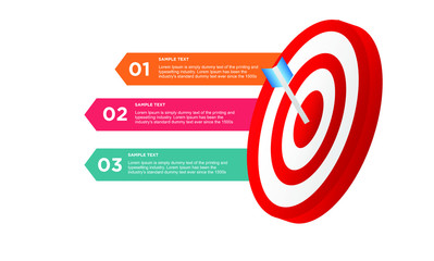infographic target with 3 step element. Business concept with three options and number, steps or processes. data visualization. Vector illustration.