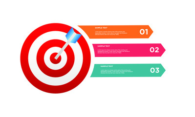 infographic target with 3 step element. Business concept with three options and number, steps or processes. data visualization. Vector illustration.