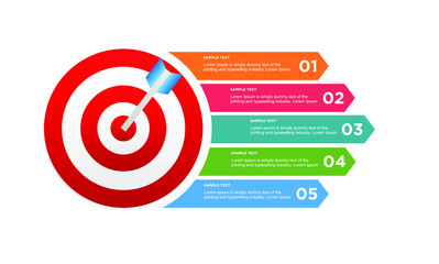 infographic target with 5 step element. Business concept with five options and number, steps or processes. data visualization. Vector illustration.