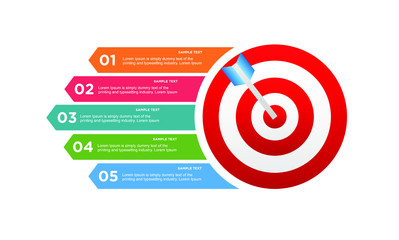 infographic target with 5 step element. Business concept with five options and number, steps or processes. data visualization. Vector illustration.