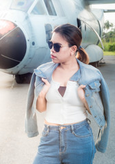 Women fashion denim dresses are popular.
