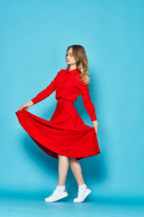 girl in red dress