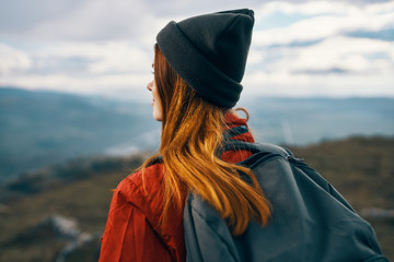 young woman in red hat