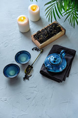 Blue Tea Set For Chinese Tea Ceremony.