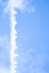 Contrails of airplan on blue sky background