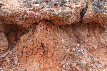 weather eroded red dirt earth ledge
