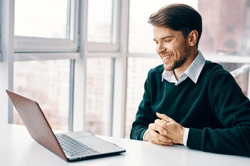 businessman working on laptop in office