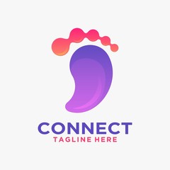 Connect logo design in footprint shape