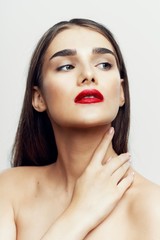 Fototapeta premium beautiful woman bare shoulders clean skin