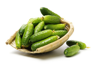 Green cucumber on the white background