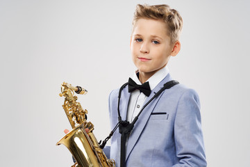 boy with saxophone