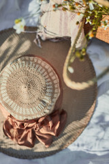 Summertime picnic setting on the grass..