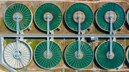 Drinking Water Treatment aerial top view. Microbiology of drinking water production and distribution