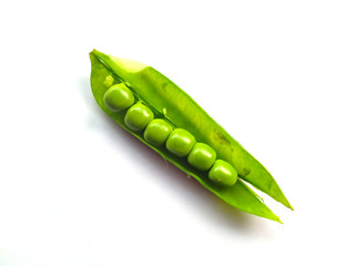 fresh green pea with pea seeds isolated on white background