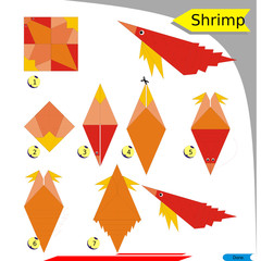 Origami 3d folding paper for kid education with Shrimp