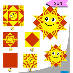 origami 3d folding paper for kid education with Sun