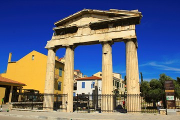 Ruins of Roman Agora in the neighbourhood of Plaka, Athens, Greece